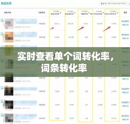 實時查看單個詞轉化率，詞條轉化率 