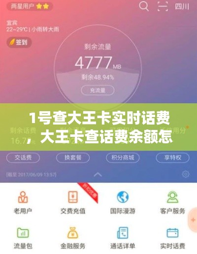 1號查大王卡實(shí)時(shí)話費(fèi)，大王卡查話費(fèi)余額怎么查 