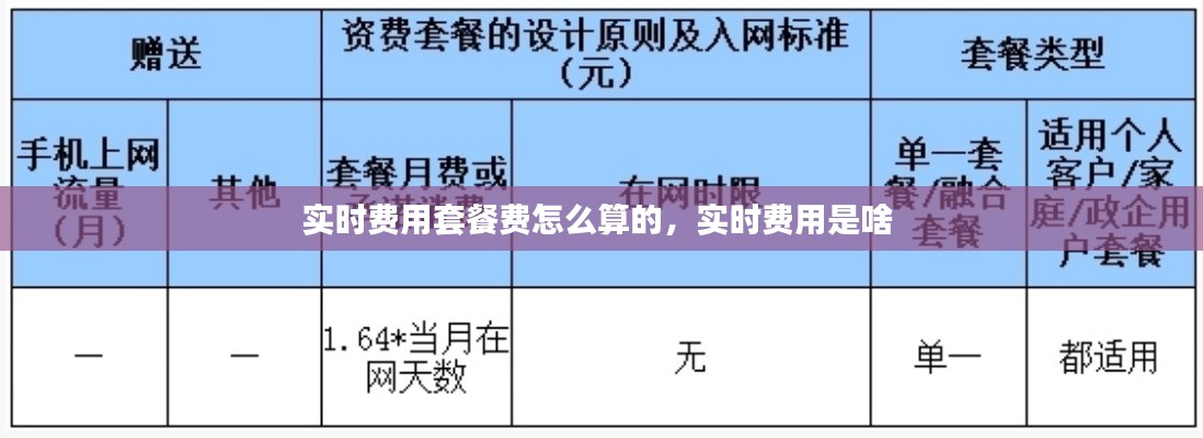 實(shí)時費(fèi)用套餐費(fèi)怎么算的，實(shí)時費(fèi)用是啥 