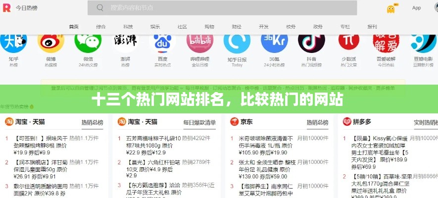 十三個熱門網站排名，比較熱門的網站 