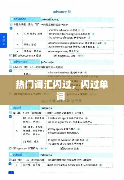 熱門(mén)詞匯閃過(guò)，閃過(guò)單詞 