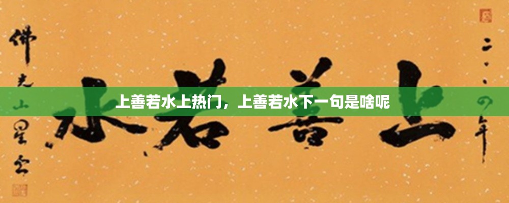 上善若水上熱門，上善若水下一句是啥呢 