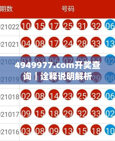 4949977.соm開獎查詢｜詮釋說明解析