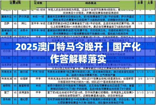 2025澳門特馬今晚開｜國產(chǎn)化作答解釋落實
