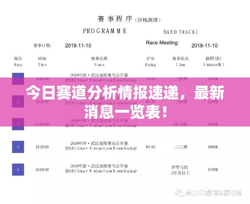 今日賽道分析情報速遞，最新消息一覽表！