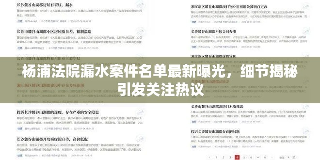 楊浦法院漏水案件名單最新曝光，細(xì)節(jié)揭秘引發(fā)關(guān)注熱議