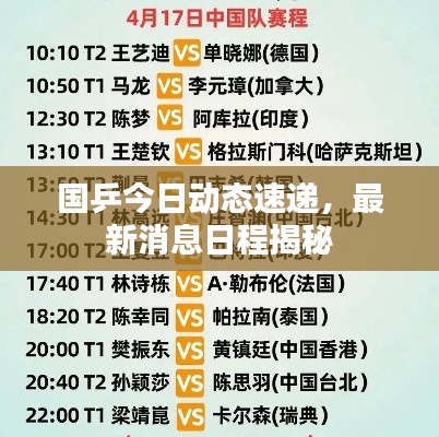 國乒今日動態(tài)速遞，最新消息日程揭秘