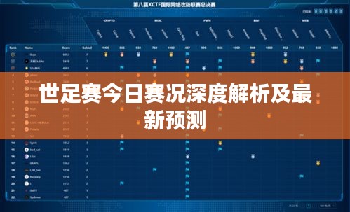 世足賽今日賽況深度解析及最新預(yù)測(cè)