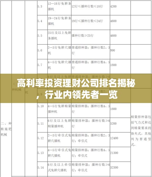 高利率投資理財(cái)公司排名揭秘，行業(yè)內(nèi)領(lǐng)先者一覽
