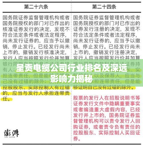 呈貢電纜公司行業(yè)排名及深遠影響力揭秘