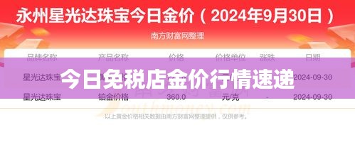 今日免稅店金價行情速遞