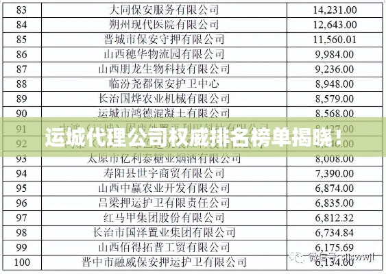 運(yùn)城代理公司權(quán)威排名榜單揭曉！