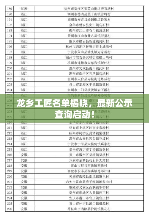 龍鄉(xiāng)工匠名單揭曉，最新公示查詢啟動(dòng)！