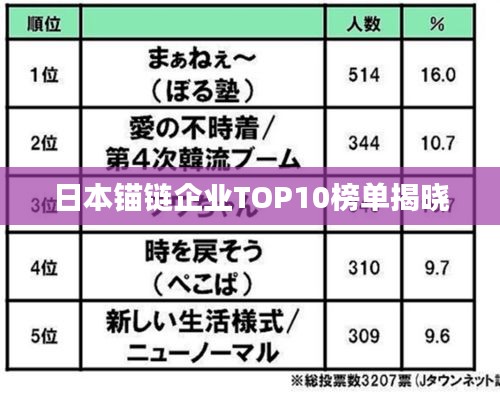 日本錨鏈企業(yè)TOP10榜單揭曉