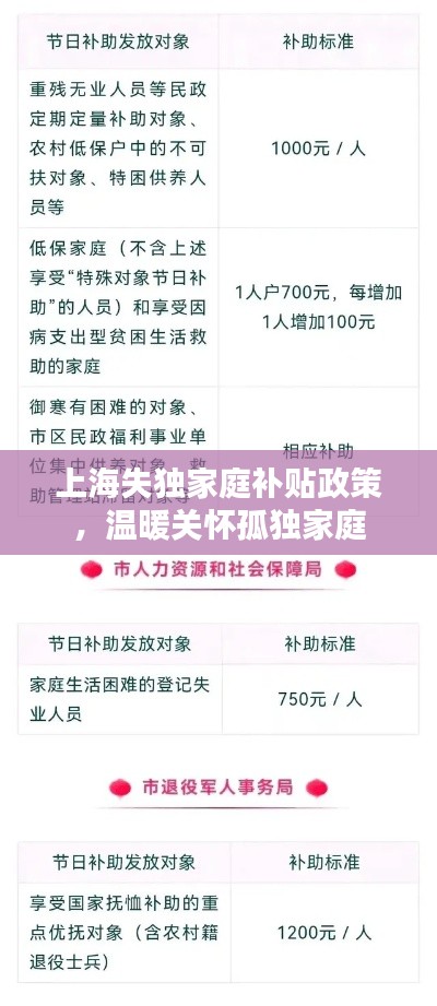 上海失獨(dú)家庭補(bǔ)貼政策，溫暖關(guān)懷孤獨(dú)家庭